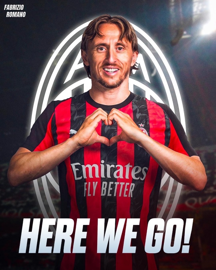 我們?nèi)?！羅曼諾：39歲的莫德里克（Modric）自由加入AC米蘭（AC Milan）